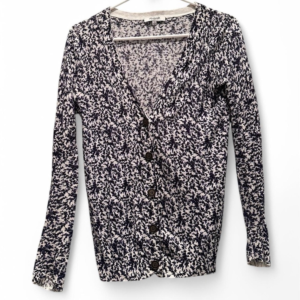 Madewell Women’s Blue Bud Floral Linen‎ Cotton Cardigan Sweater XS